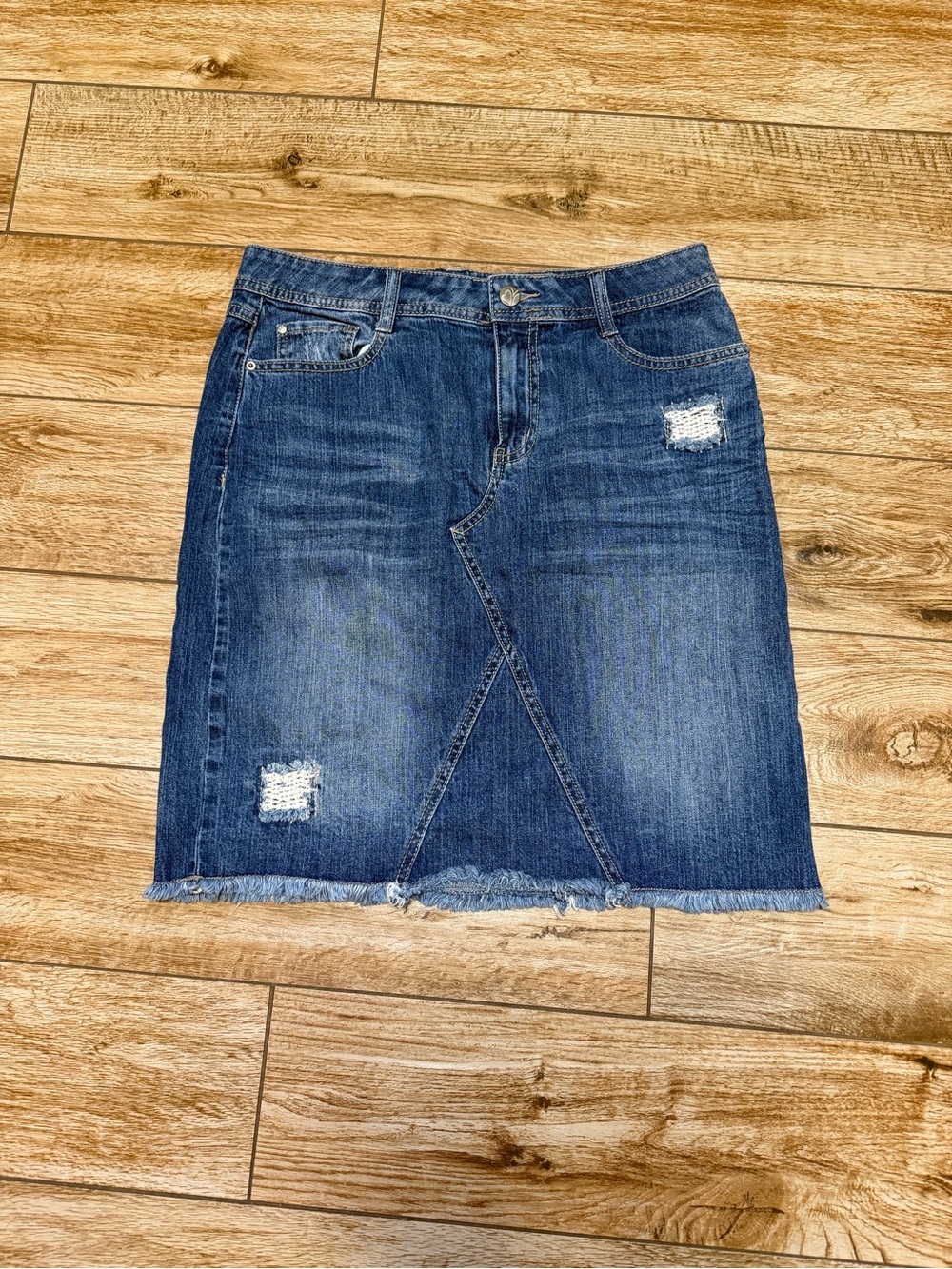 Fashion Bug Blue Distressed Denim Mini Skirt